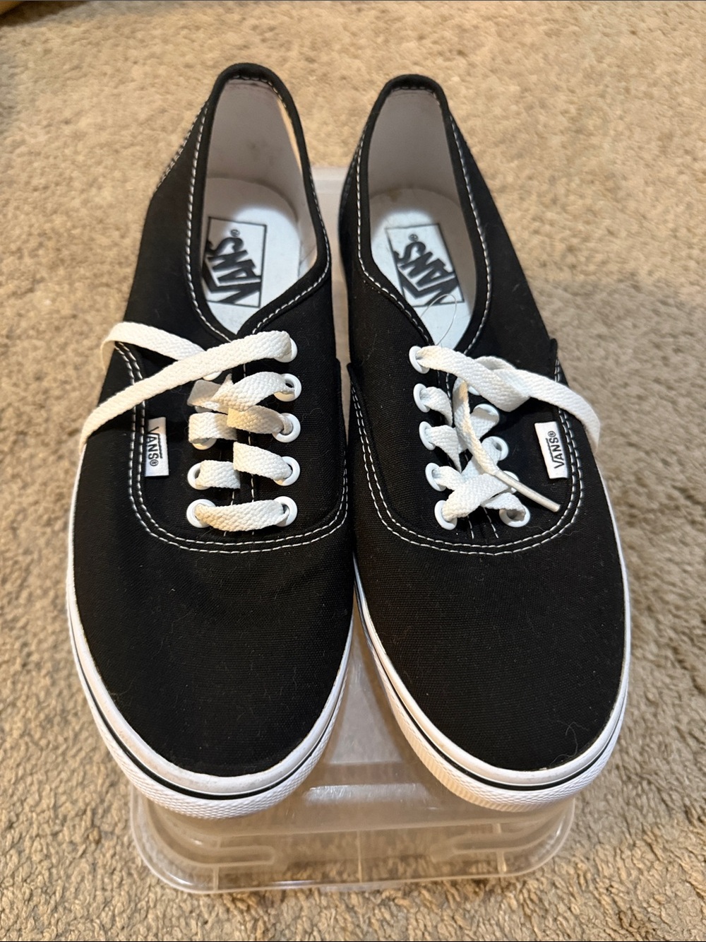 Vans Black Canvas Women's Low-Top Sneakers with White Laces